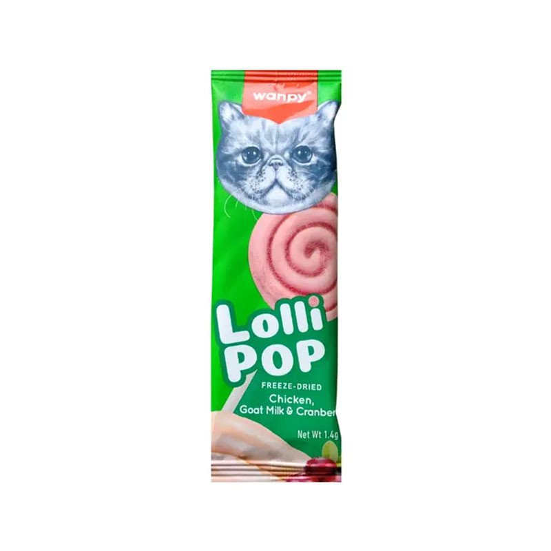 تشویقی گربه ونپی مدل Freeze Dried Lollipop طعم مرغ، شیر بز و کرن‌بری وزن 14 گرم