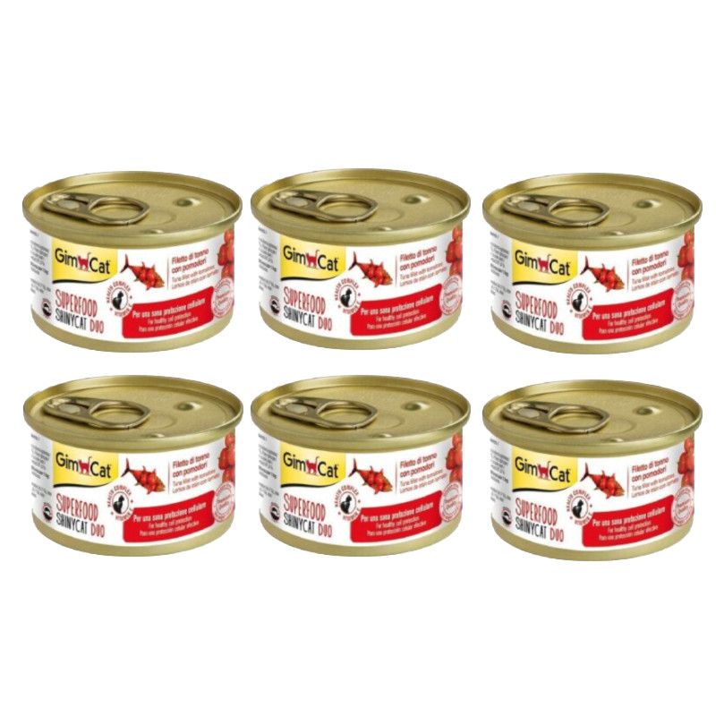 کنسرو غذای گربه بالغ جیم کت مدل Superfood Tuna Fillet & Tomato طعم ماهی تن و گوجه وزن 70 گرم بسته 6 عددی
